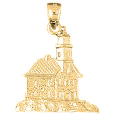 Yellow Gold-plated Silver Lighthouse Pendant