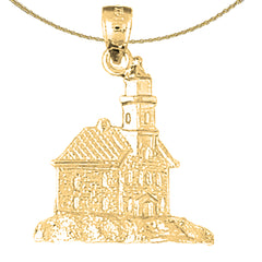 Sterling Silver Lighthouse Pendant (Rhodium or Yellow Gold-plated)