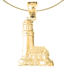 Sterling Silver Lighthouse Pendant (Rhodium or Yellow Gold-plated)
