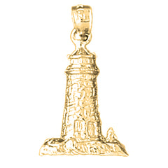 Yellow Gold-plated Silver Lighthouse Pendant