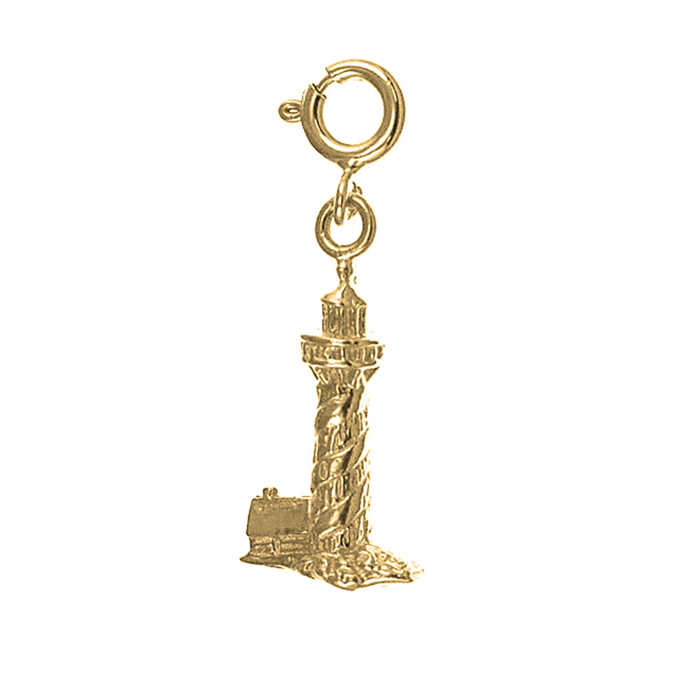 Yellow Gold-plated Silver Lighthouse Pendant