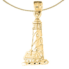 Sterling Silver Lighthouse Pendant (Rhodium or Yellow Gold-plated)