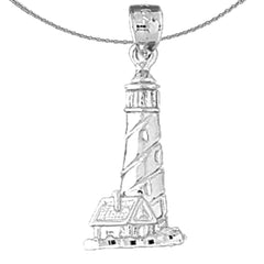 Sterling Silver Lighthouse Pendant (Rhodium or Yellow Gold-plated)
