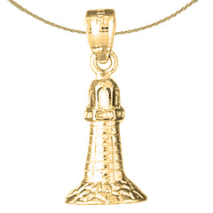 Sterling Silver Lighthouse Pendant (Rhodium or Yellow Gold-plated)