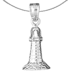 Sterling Silver Lighthouse Pendant (Rhodium or Yellow Gold-plated)