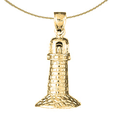 Sterling Silver Lighthouse Pendant (Rhodium or Yellow Gold-plated)