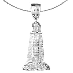 Sterling Silver Lighthouse Pendant (Rhodium or Yellow Gold-plated)