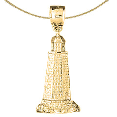 Sterling Silver Lighthouse Pendant (Rhodium or Yellow Gold-plated)