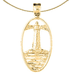 Sterling Silver Lighthouse Pendant (Rhodium or Yellow Gold-plated)