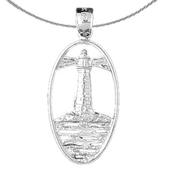 Sterling Silver Lighthouse Pendant (Rhodium or Yellow Gold-plated)