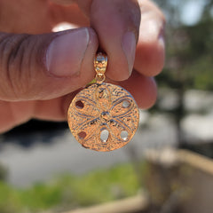 Sterling Silver Sand Dollar Pendant (Rhodium or Yellow Gold-plated)