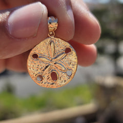 Sterling Silver Sand Dollar Pendant (Rhodium or Yellow Gold-plated)