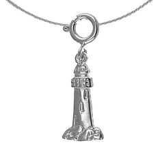 Sterling Silver Lighthouse Pendant (Rhodium or Yellow Gold-plated)