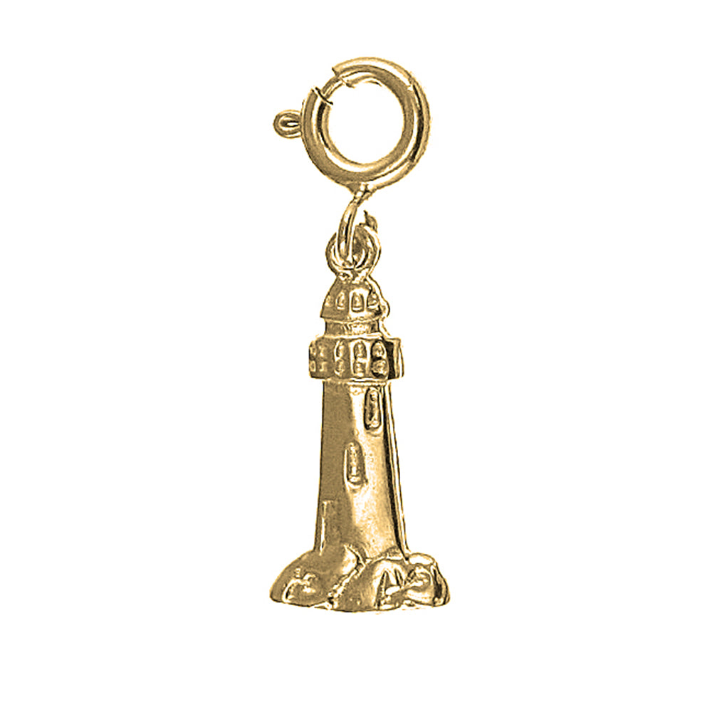 Yellow Gold-plated Silver Lighthouse Pendant