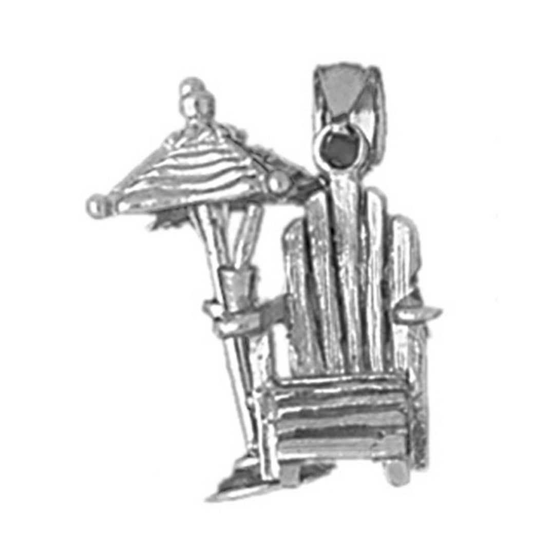 Sterling Silver 3D Beach Chair And Umbrella Pendant
