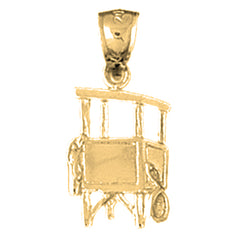 Yellow Gold-plated Silver Lifeguard Tower Pendant