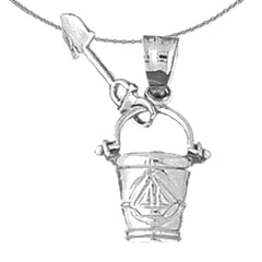 Colgante de cubo y pala de plata de ley (bañado en rodio o oro amarillo)