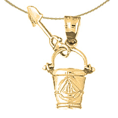 Colgante de cubo y pala de plata de ley (bañado en rodio o oro amarillo)