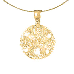 Sterling Silver Sand Dollar Pendant (Rhodium or Yellow Gold-plated)