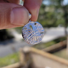 Sterling Silver Sand Dollar Pendant (Rhodium or Yellow Gold-plated)