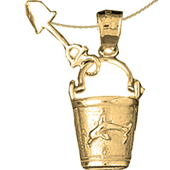 Sterling Silver Pail And Shovel Pendant (Rhodium or Yellow Gold-plated)