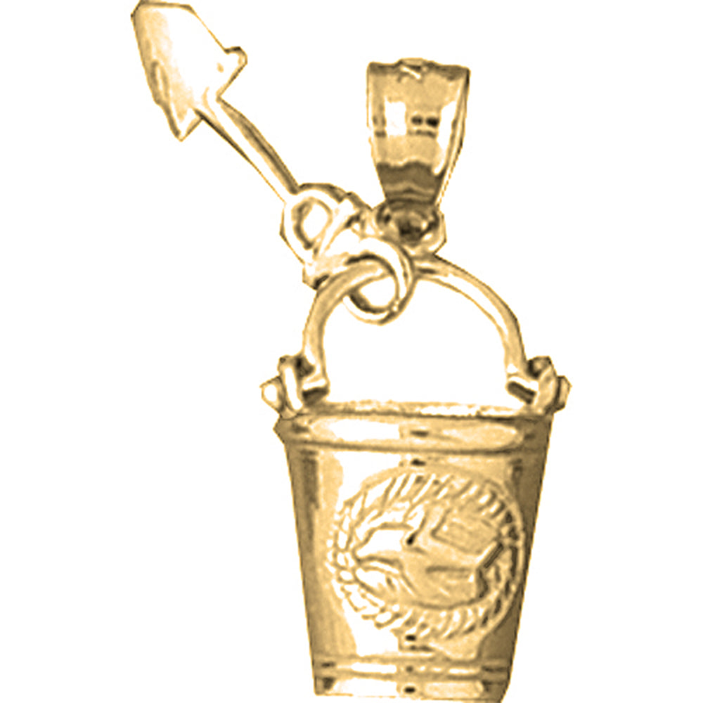 Yellow Gold-plated Silver Pail And Shovel Pendant