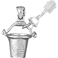 Colgante de cubo y pala de plata de ley (bañado en rodio o oro amarillo)