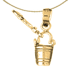 Colgante de cubo y pala de plata de ley (bañado en rodio o oro amarillo)