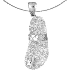 Sterling Silver Flip Flop Pendant (Rhodium or Yellow Gold-plated)