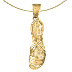 Sterling Silver Flip Flop Pendant (Rhodium or Yellow Gold-plated)