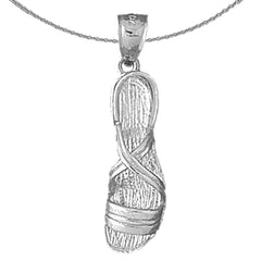 Sterling Silver Flip Flop Pendant (Rhodium or Yellow Gold-plated)