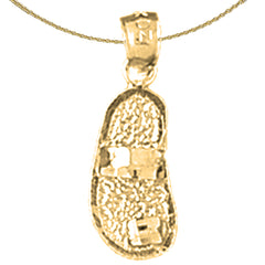 Sterling Silver Flip Flop Pendant (Rhodium or Yellow Gold-plated)