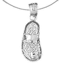 Sterling Silver Flip Flop Pendant (Rhodium or Yellow Gold-plated)