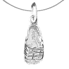 Sterling Silver Flip Flop Pendant (Rhodium or Yellow Gold-plated)