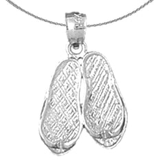Sterling Silver Flip Flop Pendant (Rhodium or Yellow Gold-plated)