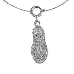 Sterling Silver Flip Flop Pendant (Rhodium or Yellow Gold-plated)