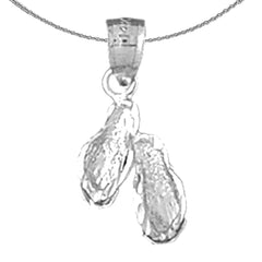Sterling Silver Flip Flop Pendant (Rhodium or Yellow Gold-plated)