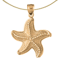 Sterling Silver Starfish Pendant (Rhodium or Yellow Gold-plated)