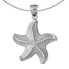 Sterling Silver Starfish Pendant (Rhodium or Yellow Gold-plated)