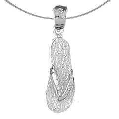 Sterling Silver Flip Flop Pendant (Rhodium or Yellow Gold-plated)