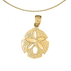 Sterling Silver Sand Dollar Pendant (Rhodium or Yellow Gold-plated)