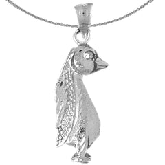 Sterling Silver Penguin Pendant (Rhodium or Yellow Gold-plated)
