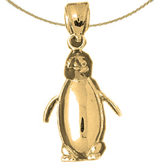 Sterling Silver Penguin Pendant (Rhodium or Yellow Gold-plated)