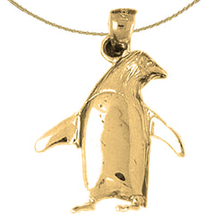 Sterling Silver Penguin Pendant (Rhodium or Yellow Gold-plated)