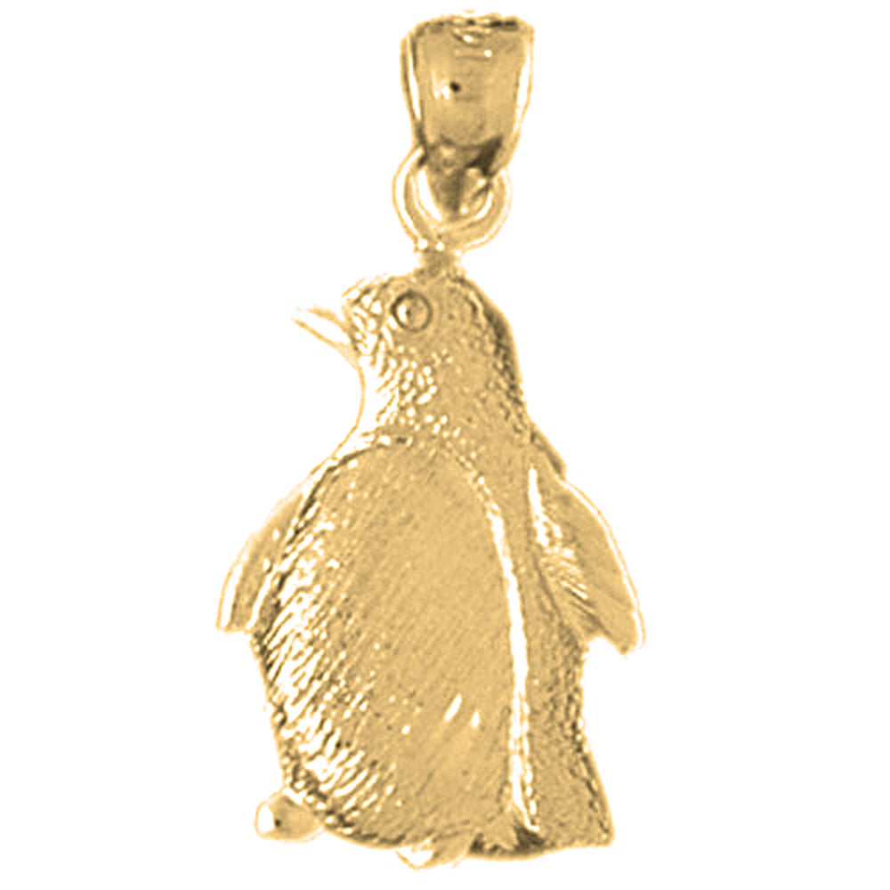 Yellow Gold-plated Silver Penguin Pendant