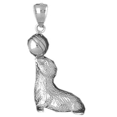 Sterling Silver Seal With Ball Pendant