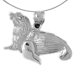 Sterling Silver Seal Pendant (Rhodium or Yellow Gold-plated)