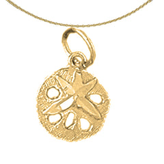 Sterling Silver Sand Dollar Pendant (Rhodium or Yellow Gold-plated)
