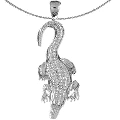 Alligator-Anhänger aus Sterlingsilber (rhodiniert oder gelbgoldbeschichtet)