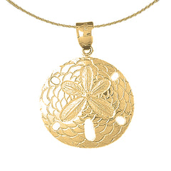 Sterling Silver Sand Dollar Pendant (Rhodium or Yellow Gold-plated)